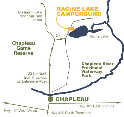Map to Racine Lake